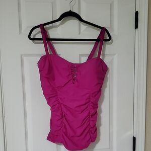 Pink Ruched Swim Top